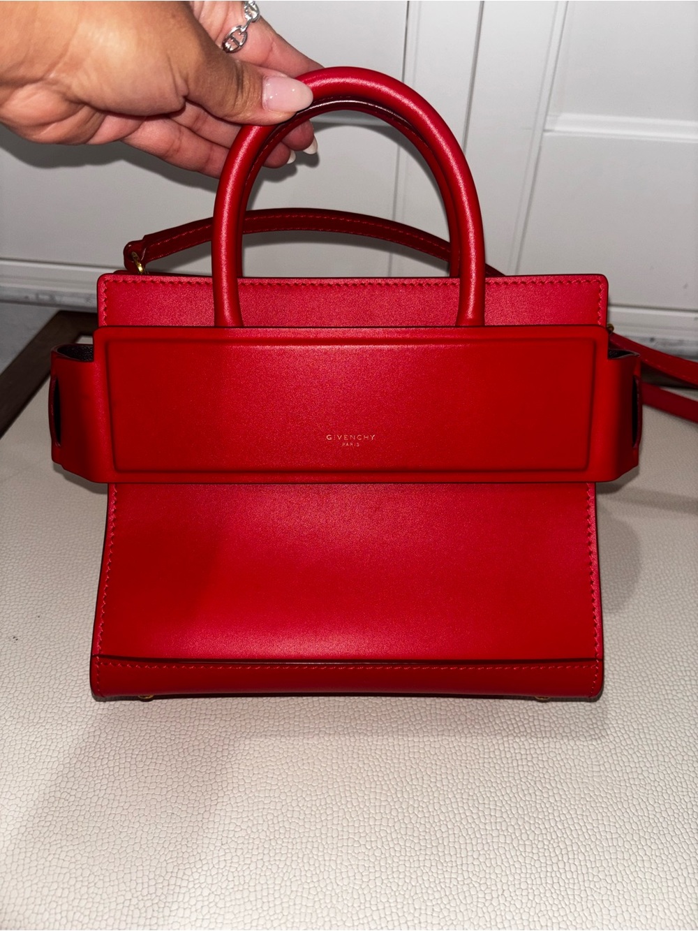 Givenchy Mini Top-Handle Bag in Bright Red Leather